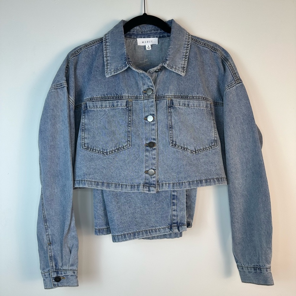DENIM SKIRT AND JACKET SET